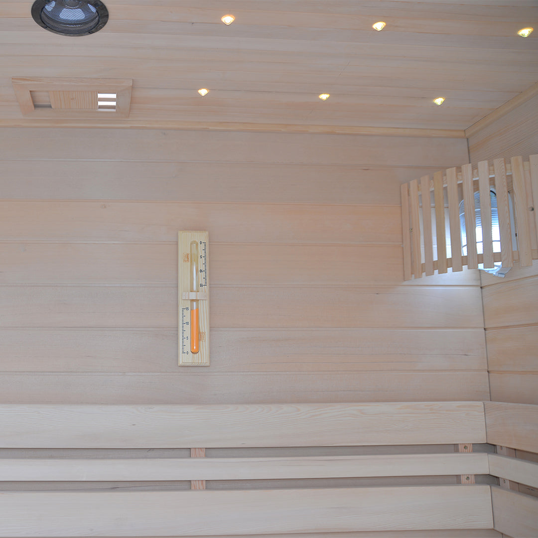 BEACON EBARZA sauna room LM-T03B with glass doors and wooden interior for relaxing sauna experience.