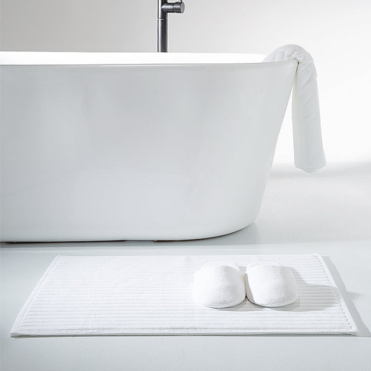 Ebarza strip bath mat EBM-001 by BEACON, textured non-slip bath mat with white and gray stripes for bathroom safety and comfort.