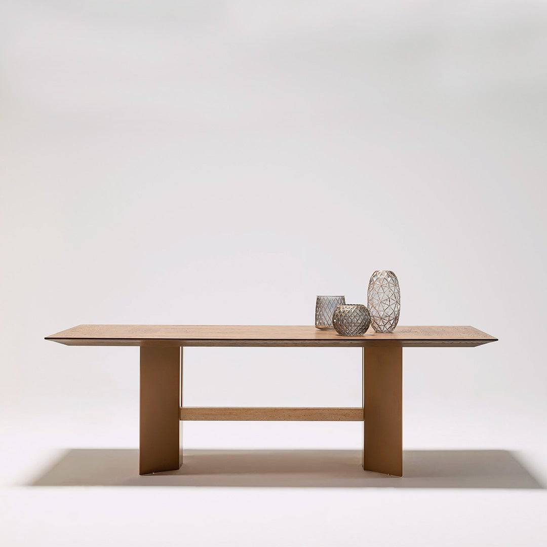 Edessa dining table by HOMAGE KOLTUK with marble legs, modern design, wooden tabletop, suitable for contemporary dining rooms.