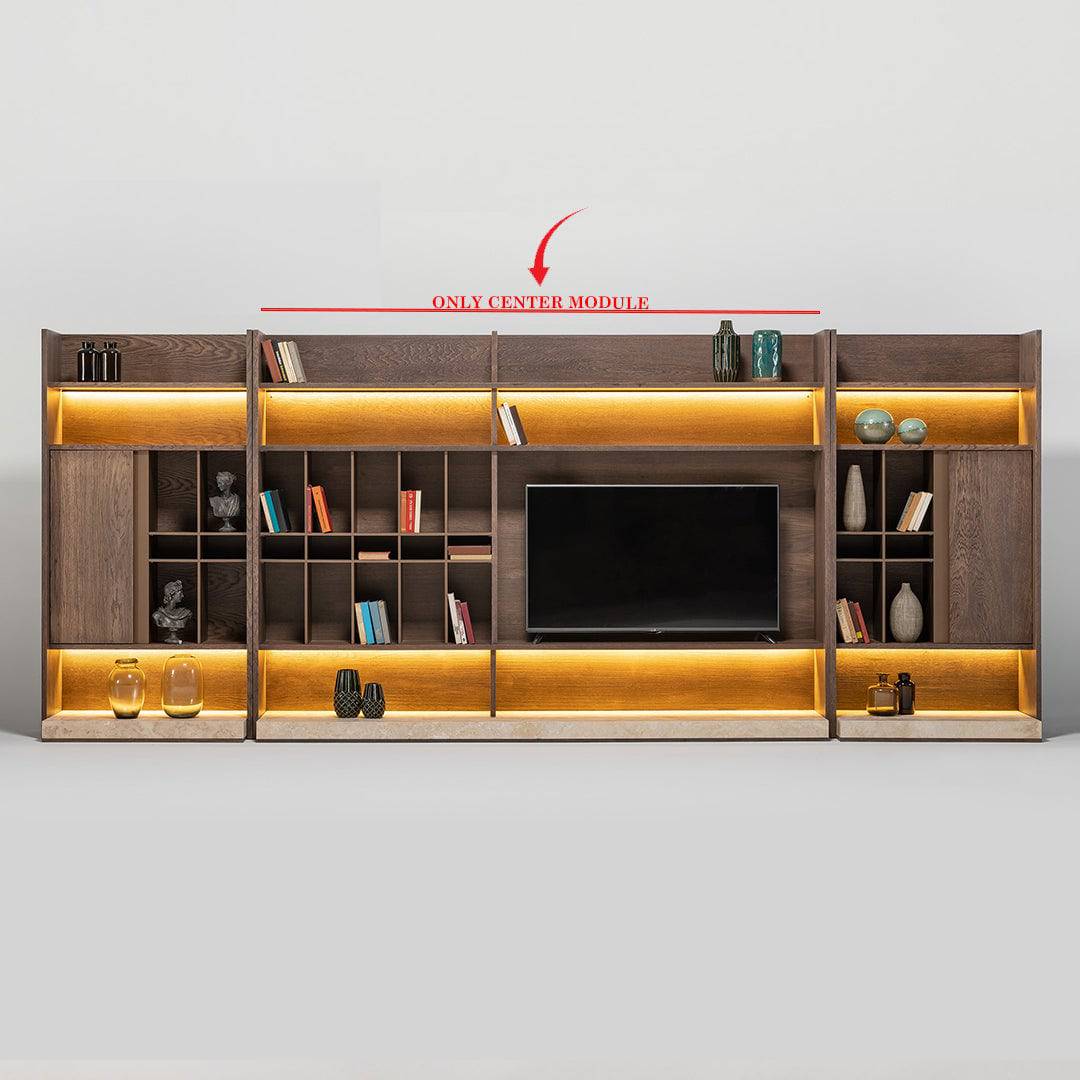 Modern Edessa wall unit with bookshelf and TV block by HOMAGE KOLTUK, featuring sleek wood finish and integrated storage.