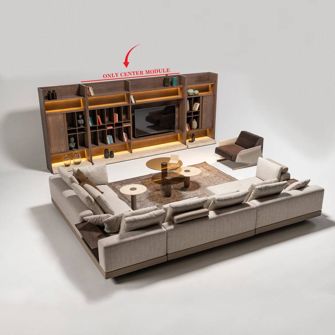HOMAGE KOLTUK Edessa wall unit with bookshelf and TV block, modern wooden TV unit with storage and display spaces.