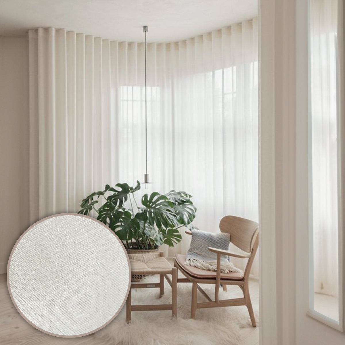 Elegant MARINA window curtain fabric in Crema, by QJDG, featuring lightweight, decorative curtains and drapes with a sophisticated look.