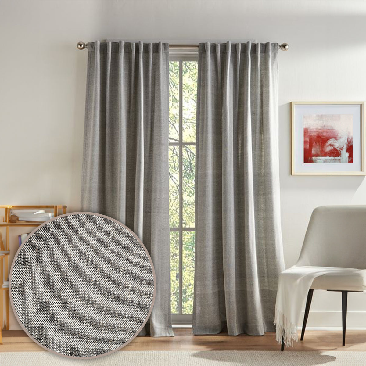 Elegant Roger window curtain fabric in anthrazit, crafted by QJDG, perfect for stylish curtains and drapes.