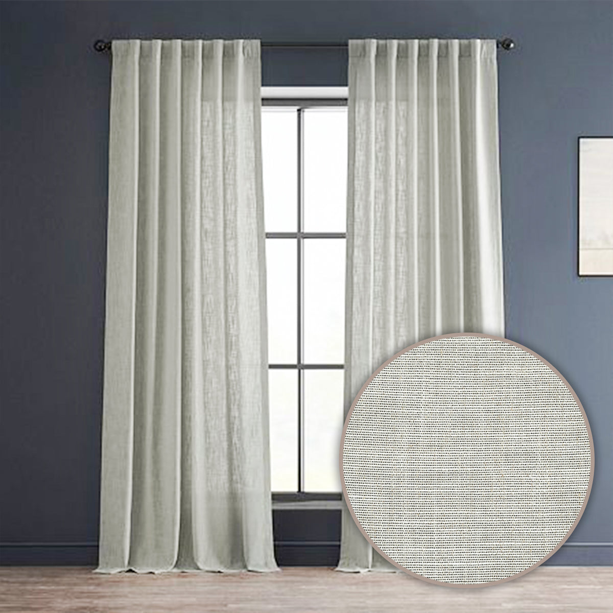 Elegant grey ROGER window curtain fabric by QJDG, showcasing smooth drape and high-quality material for stylish window decor.