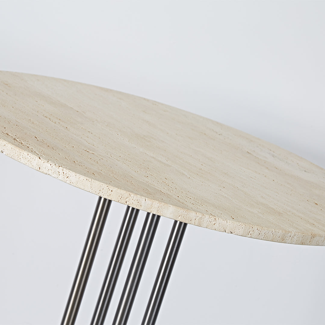 BEACON Elysian Travertine Bar Table JA043-D with sleek travertine top and modern design, perfect for stylish bar areas.