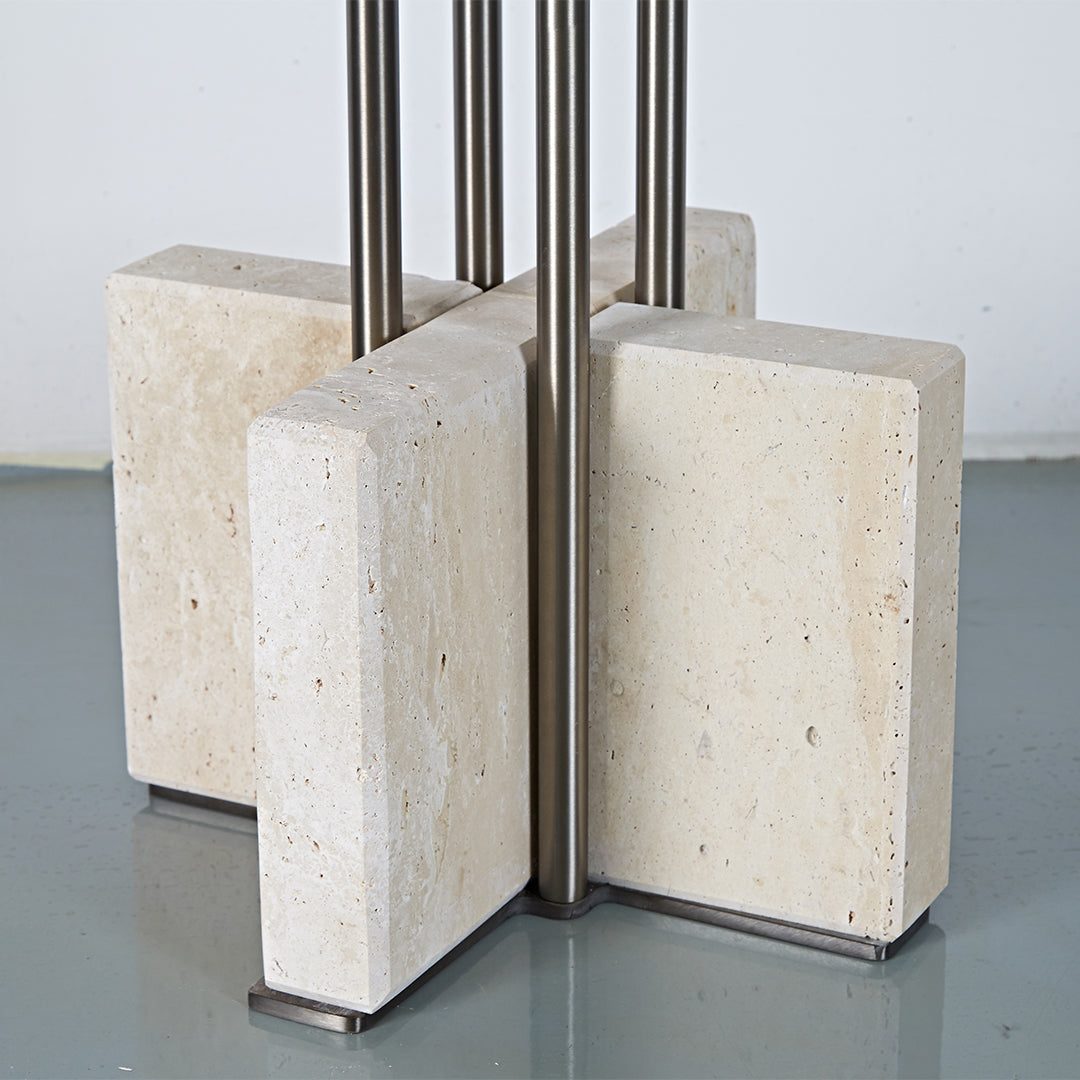 Elysian Travertine Side Table JA043-A - Side Tables - ebarza Furniture UAE | Shop Modern Furniture in Abu Dhabi & Dubai - مفروشات ايبازرا في الامارات | تسوق اثاث عصري وديكورات مميزة في دبي وابوظبي