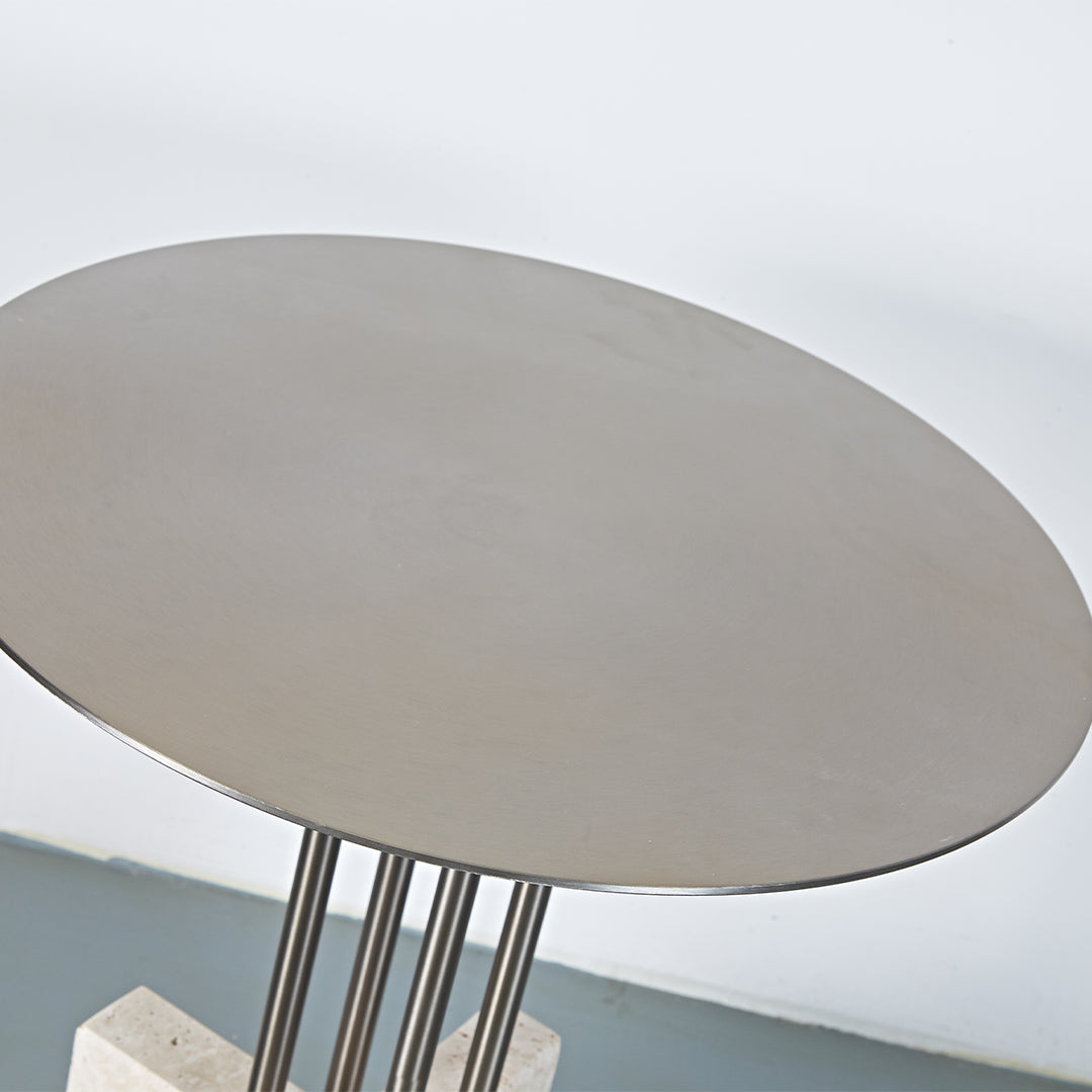 Elysian Travertine Side Table JA043-A - Side Tables - ebarza Furniture UAE | Shop Modern Furniture in Abu Dhabi & Dubai - مفروشات ايبازرا في الامارات | تسوق اثاث عصري وديكورات مميزة في دبي وابوظبي