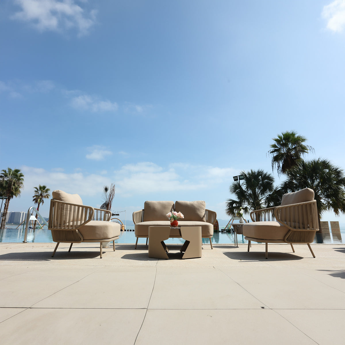 BEACON outdoor armchair MYX-SOFA030 from Embrace collection, stylish outdoor chair with comfortable design and natural finish.