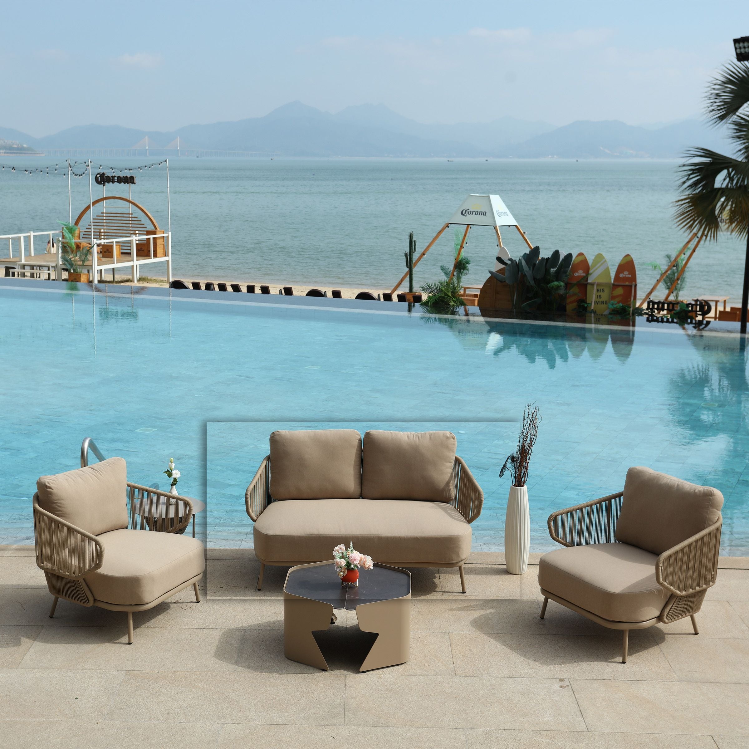 BEACON outdoor love 2-seat sofa from the Embrace Outdoor collection, featuring a comfortable design for outdoor living spaces.