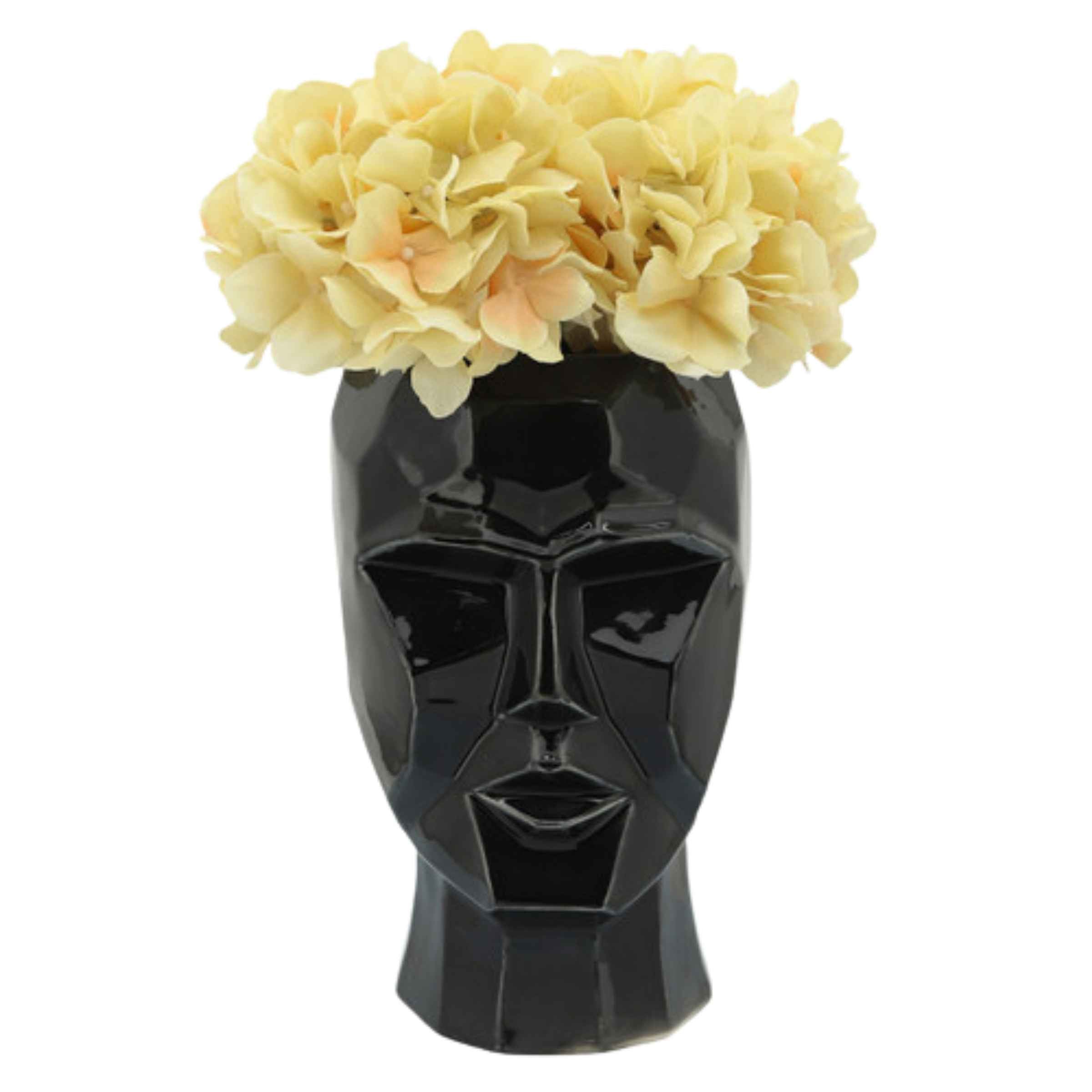 Face Ceramic Vase 30 Cm - Black 14791-02 - Vases - ebarza Furniture UAE | Shop Modern Furniture in Abu Dhabi & Dubai - مفروشات ايبازرا في الامارات | تسوق اثاث عصري وديكورات مميزة في دبي وابوظبي