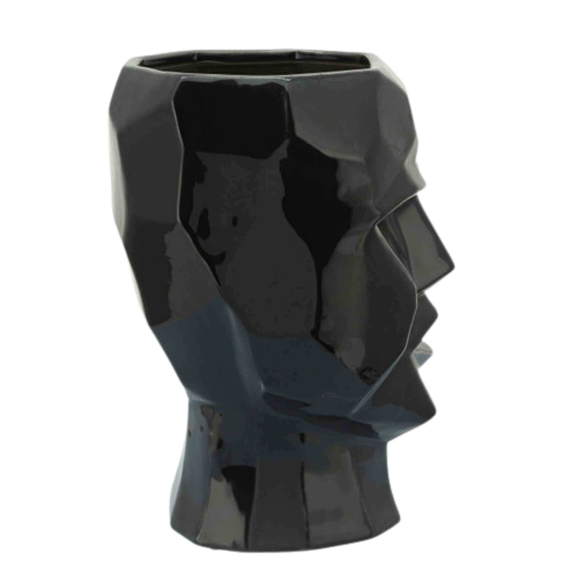 Face Ceramic Vase 30 Cm - Black 14791-02 - Vases - ebarza Furniture UAE | Shop Modern Furniture in Abu Dhabi & Dubai - مفروشات ايبازرا في الامارات | تسوق اثاث عصري وديكورات مميزة في دبي وابوظبي