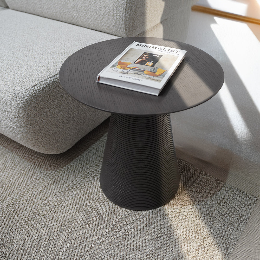 Beacon Falun Side Table in Smoke Grey, modern side table with sleek design and smooth finish, perfect for living room decor.