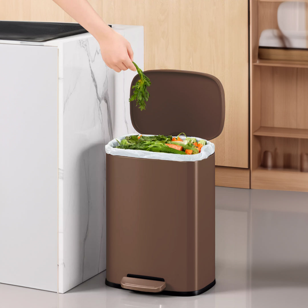BEACON Fashion Rectangle Soft-Close Trash Can for bathrooms, 12L capacity, sleek design, durable plastic, perfect for modern bathroom use