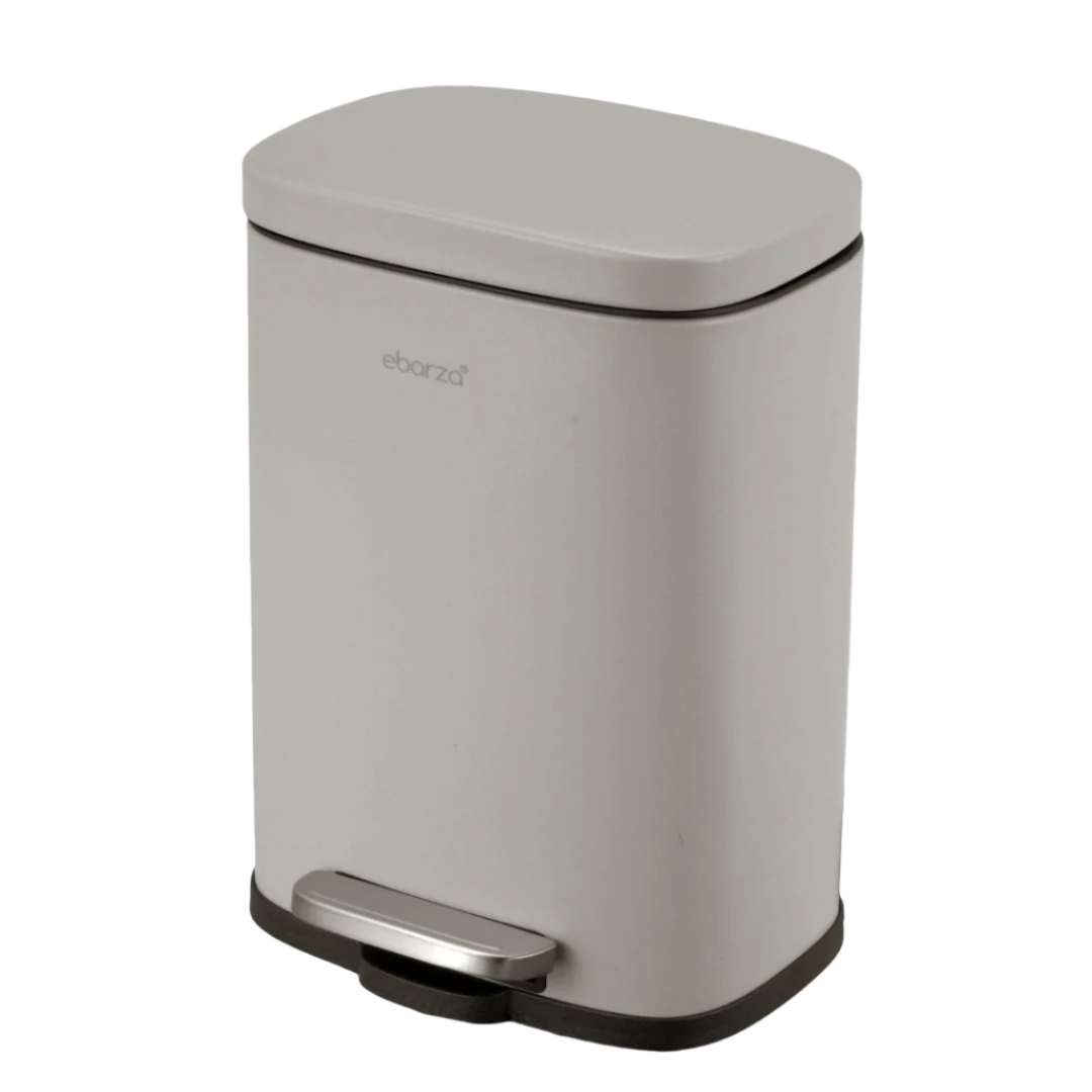 BEACON Fashion Rectangle Soft-Close Trash Can, 5L, bathroom accessory with sleek design and quiet close feature.
