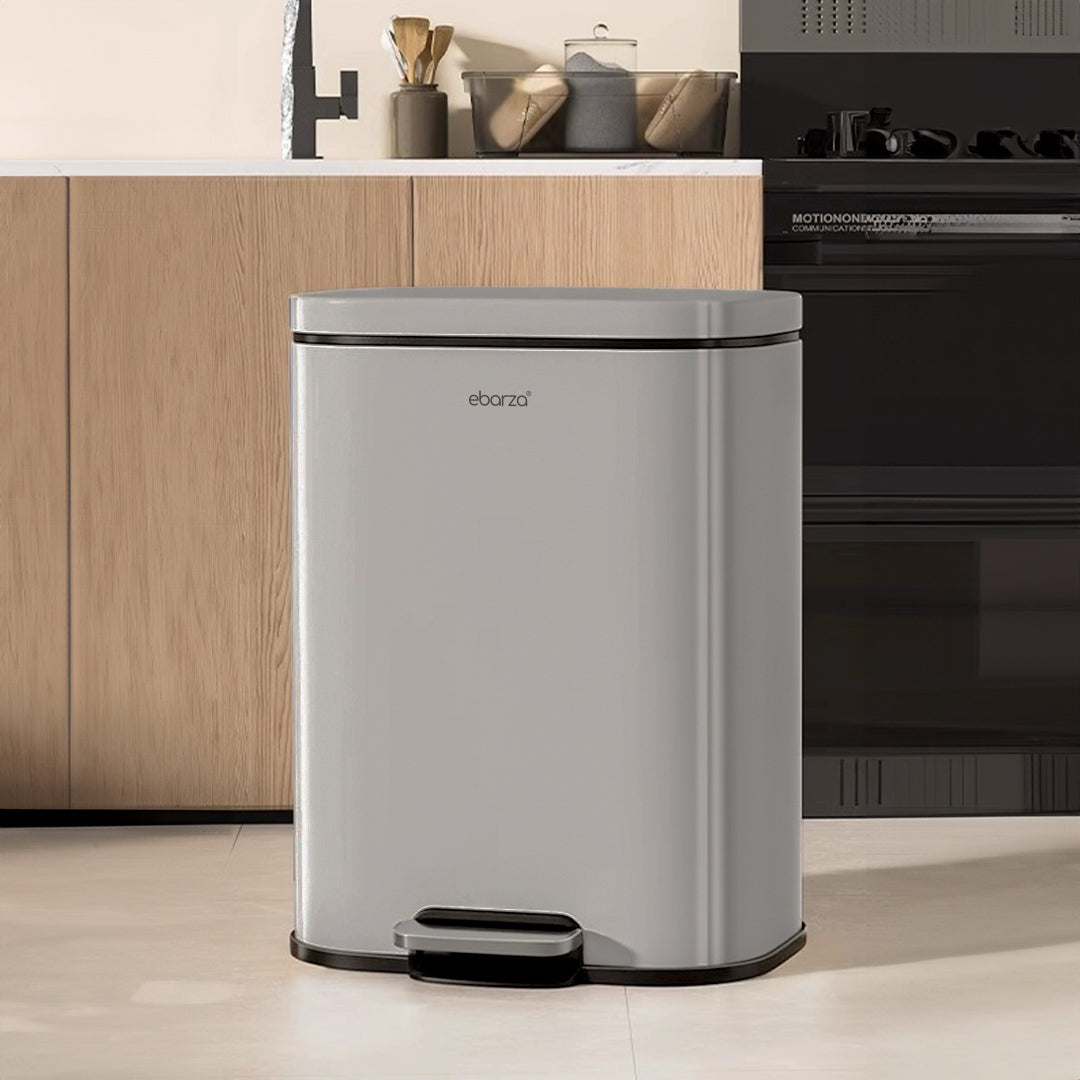 Beacon Fashion Rectangle Soft-Close Trash Can in 5L, bathroom accessory with sleek design and quiet-close lid.