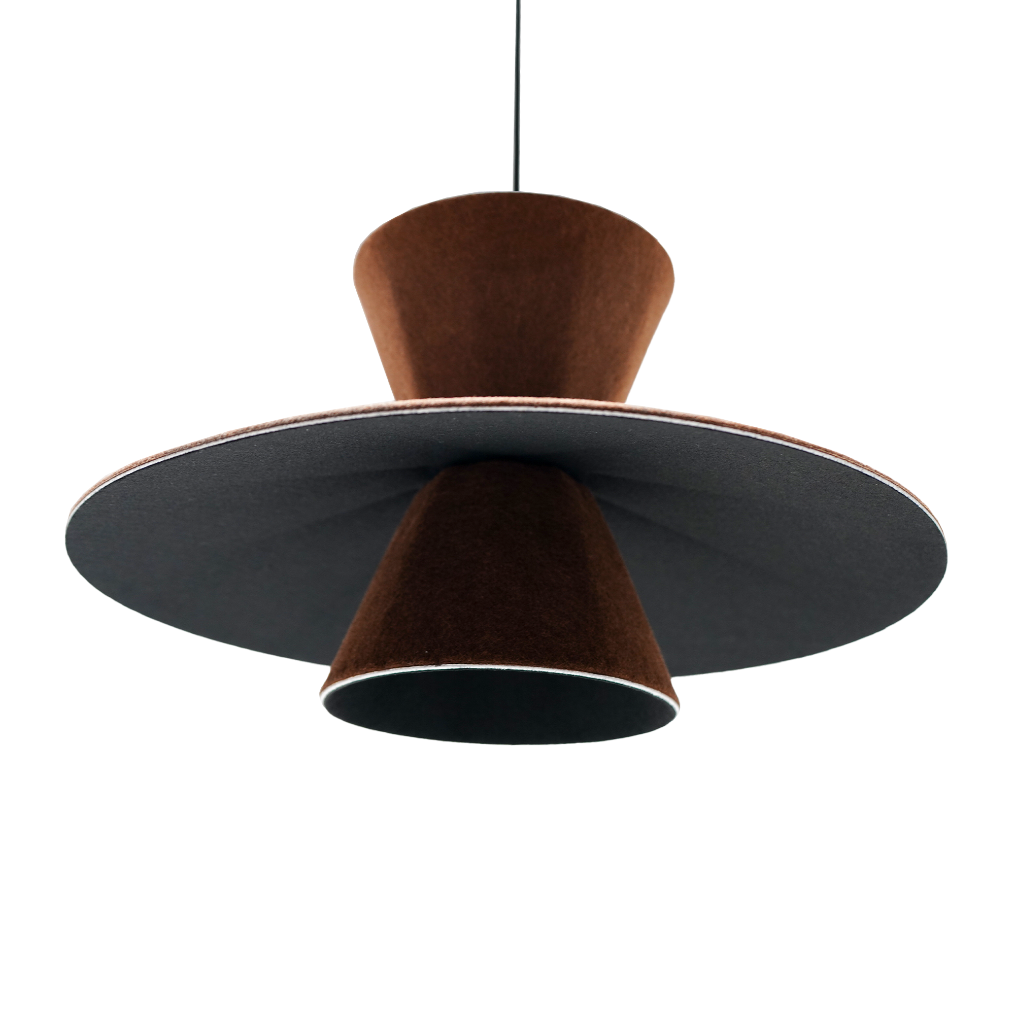 Felt pendant lamp FY-PE404-50-A by BEACON, showcasing a soft, textured beige felt shade hanging from a ceiling mount.