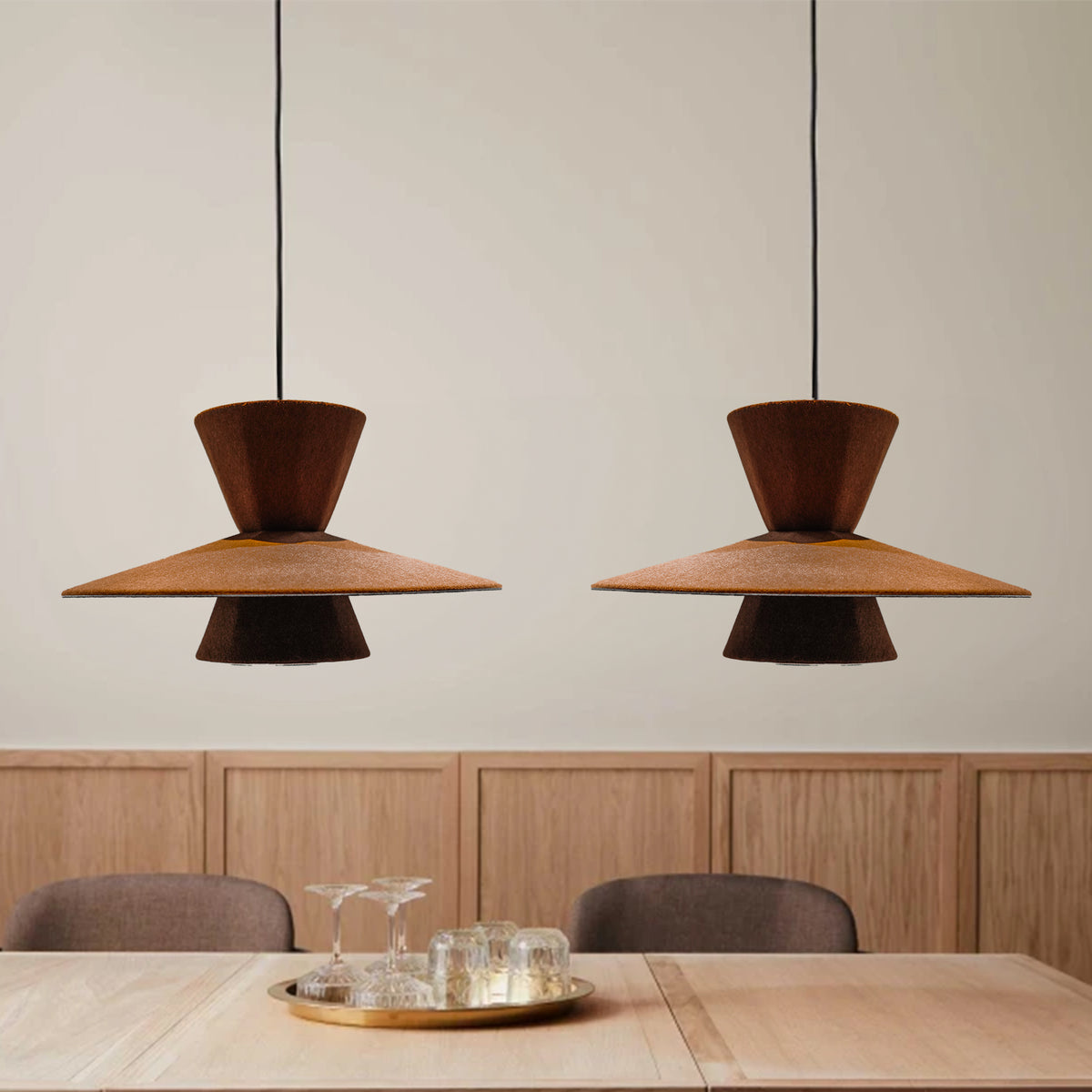 Felt pendant lamp FY-PE404-50-A by BEACON, modern pendant lighting fixture with soft felt shade, hanging from ceiling.