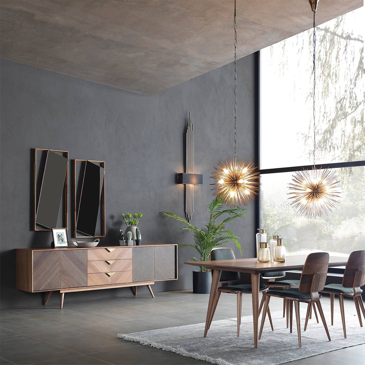 Display image of the Florya extendable dining table by YOL LIVING, showcasing its sleek wooden surface and extendable design.