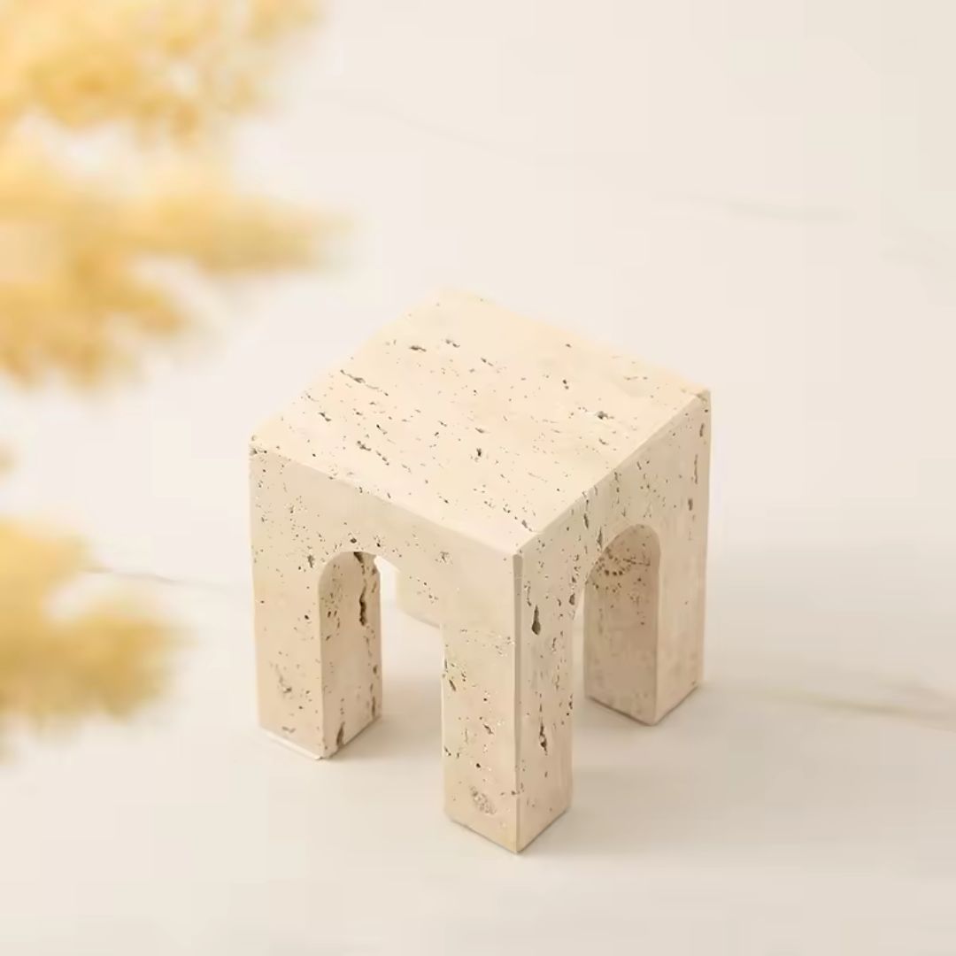 Yellow four-door ornament from BEACON home decor figurines collection, featuring detailed craftsmanship and vibrant color.