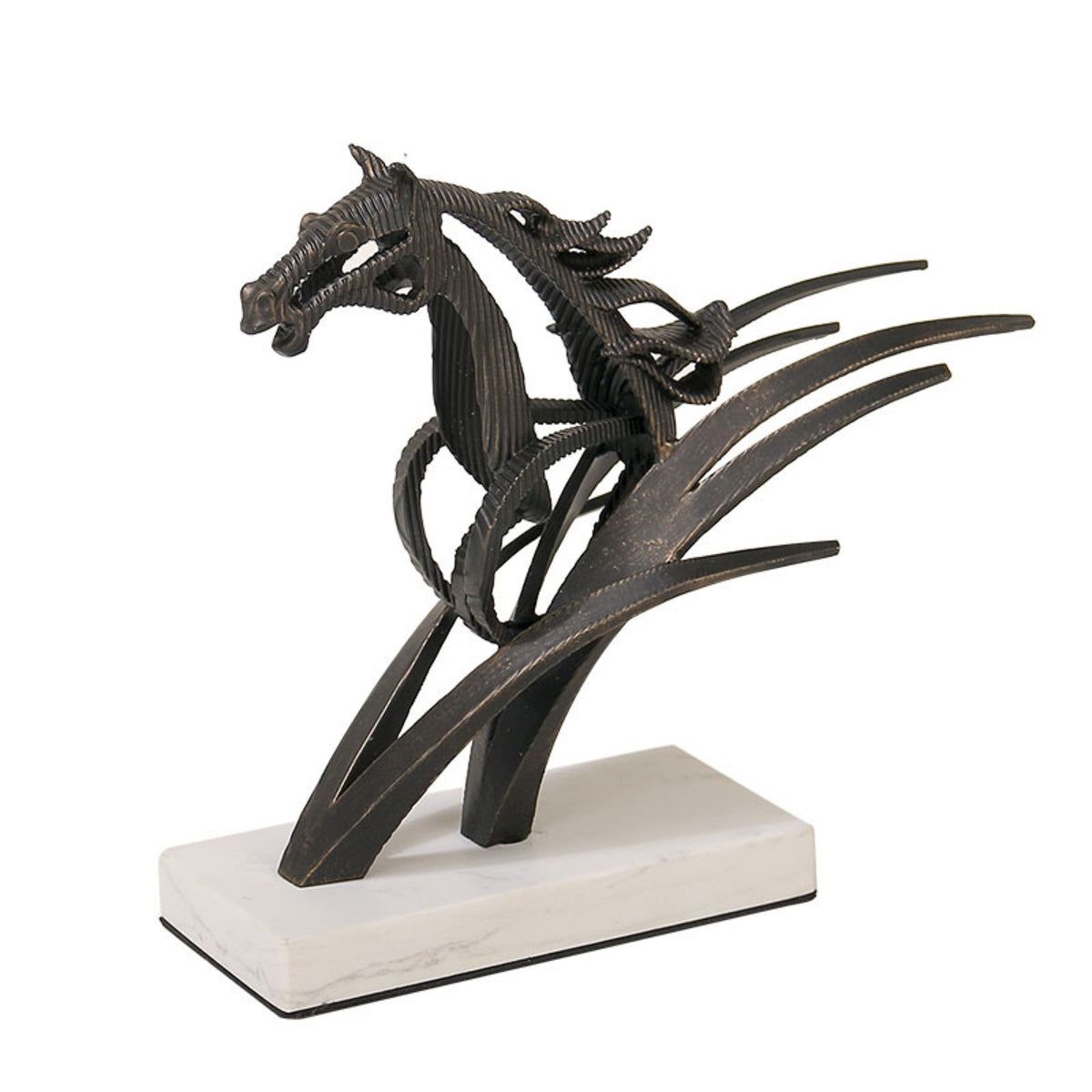 Bronze-colored galloping horse statue by Beacon, home decor figurine showcasing dynamic motion and elegant craftsmanship.