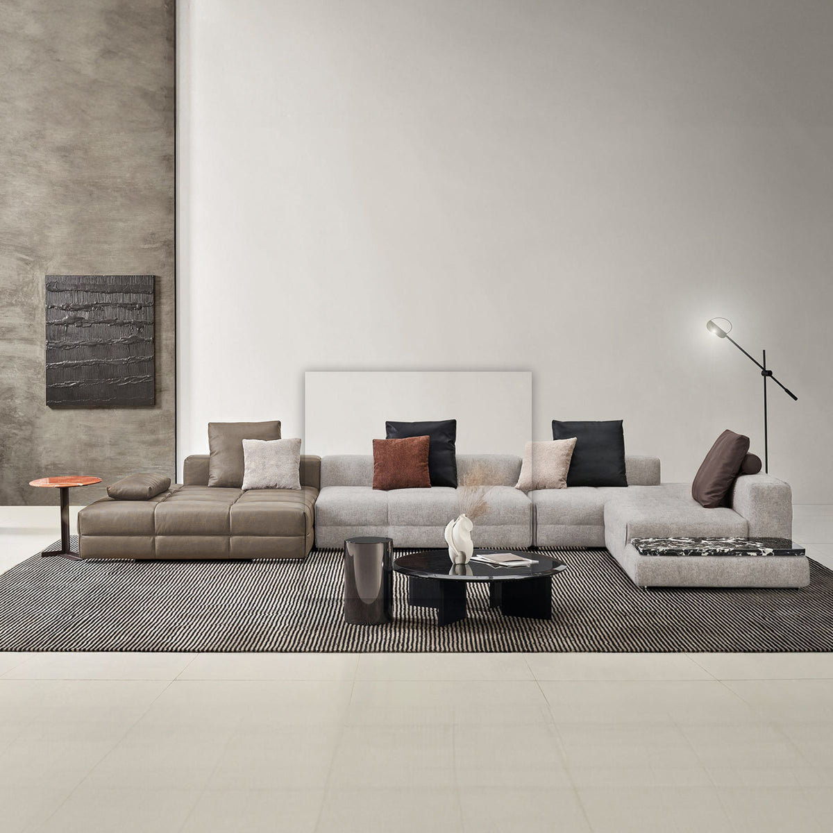 BEACON Genoa Corner Sofa Set SF074-B 2-seater with full back in luxurious fabric, modern design for comfortable living space.