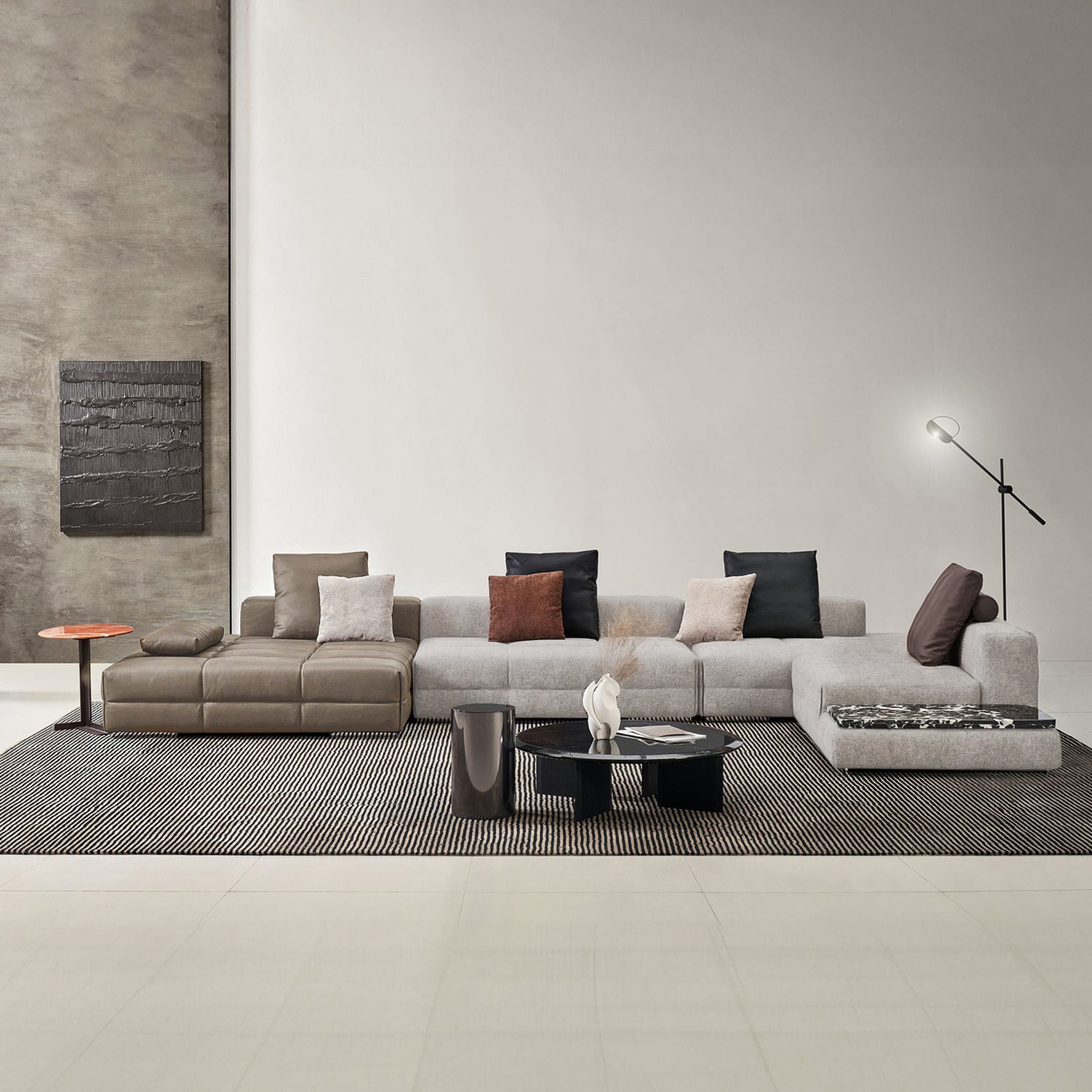 Genoa Corner Sofa Set SF074- E: stone side table BVLGARI - Sofas - ebarza Furniture UAE | Shop Modern Furniture in Abu Dhabi & Dubai - مفروشات ايبازرا في الامارات | تسوق اثاث عصري وديكورات مميزة في دبي وابوظبي