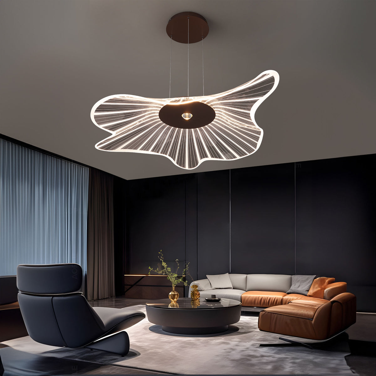 Ginkgo Glow Pendant Lamp by BEACON, elegant pendant light with ginkgo leaf design, ideal for modern interior decor.