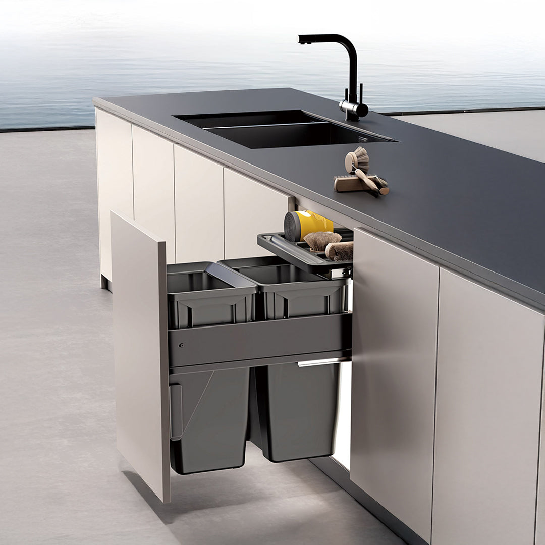 BEACON GlidePro Trash Bin WB.0240 hinges, close-up of durable metal hinges for trash bin lid support and smooth operation