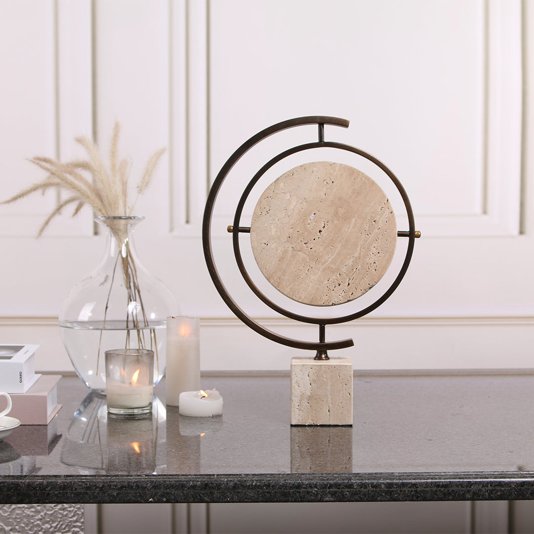 Marble globe sculpture from BEACON home decor figurines collection, featuring detailed craftsmanship and smooth marble finish.