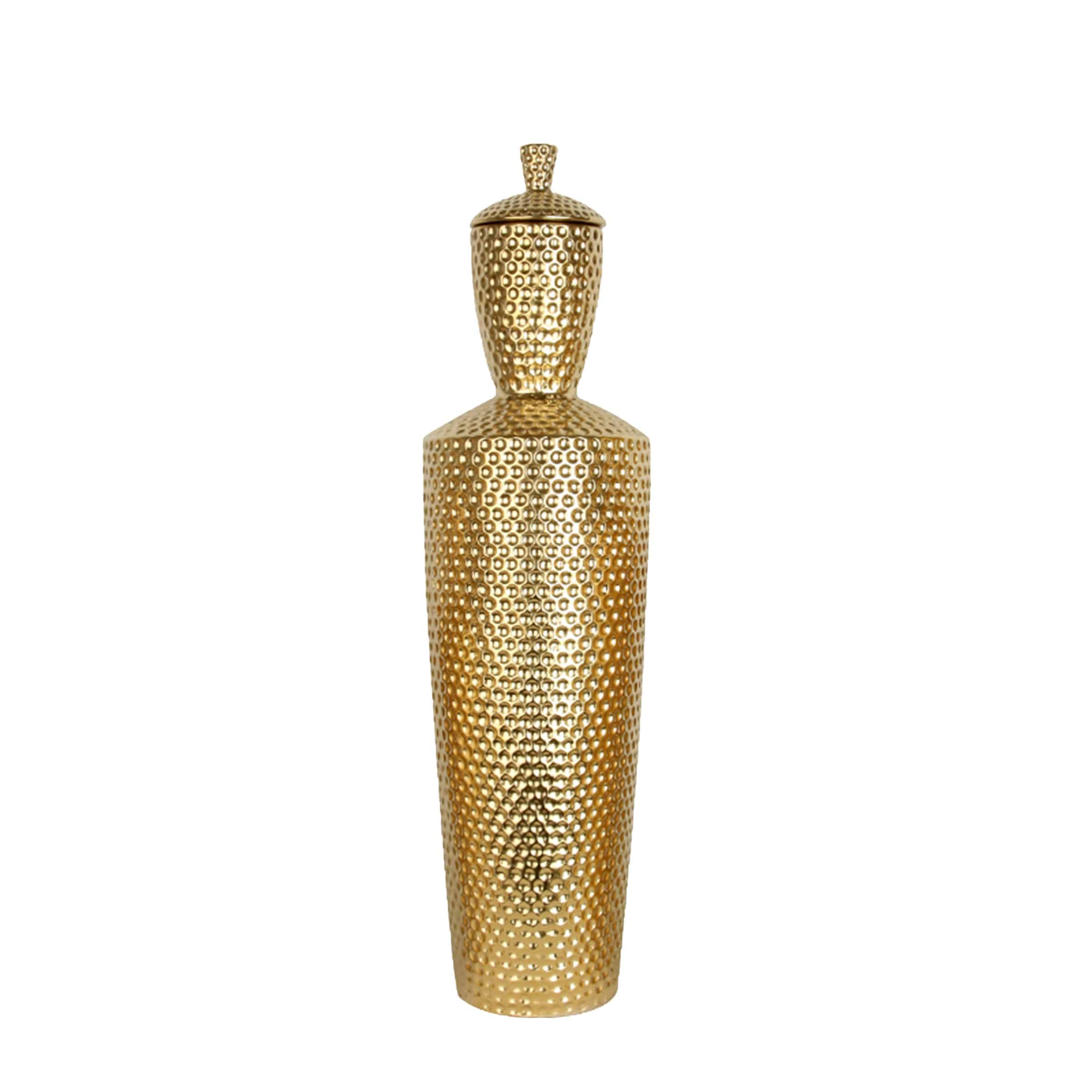 Golden Ceramic Jar -A Fa-D1919A - Vases - ebarza Furniture UAE | Shop Modern Furniture in Abu Dhabi & Dubai - مفروشات ايبازرا في الامارات | تسوق اثاث عصري وديكورات مميزة في دبي وابوظبي
