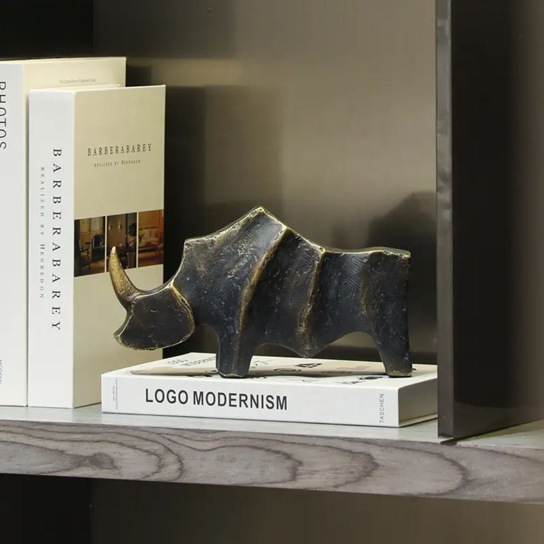 Golden Horned Rhino B - FC-SZ24066B - Home Decor Figurines - ebarza Furniture UAE | Shop Modern Furniture in Abu Dhabi & Dubai - مفروشات ايبازرا في الامارات | تسوق اثاث عصري وديكورات مميزة في دبي وابوظبي