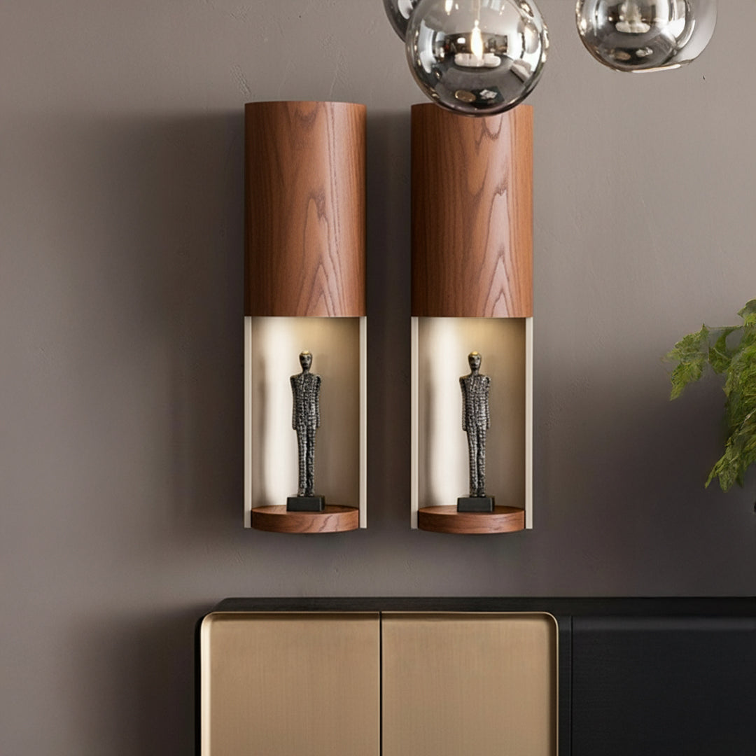 Set of 2 walnut wall shelves by ORIX, stylish TV units with clean design for modern living spaces.