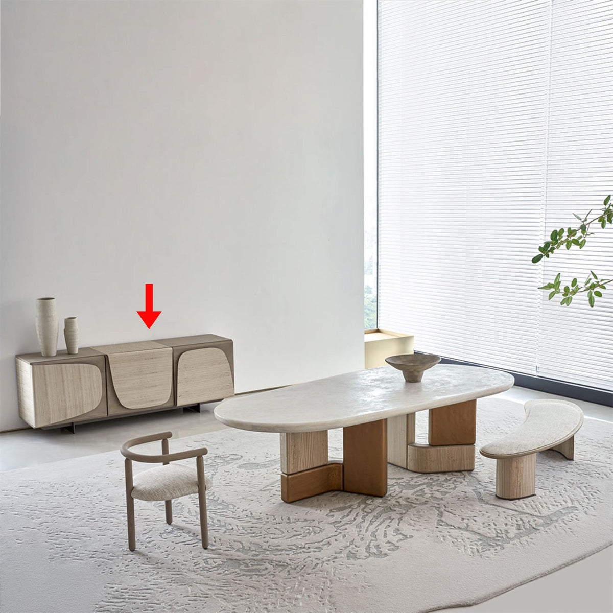 BEACON Grandeur veneer console cabinet showcasing sleek wood finish and modern design, ideal for living or dining room storage.