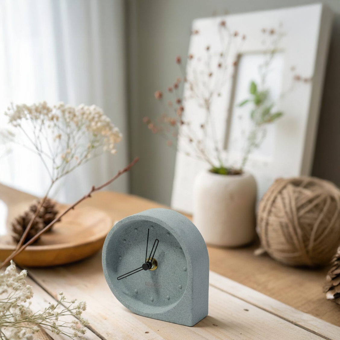 Green water drop-shaped table clock from BEACON TCD244, featuring a modern design with a vibrant green finish.