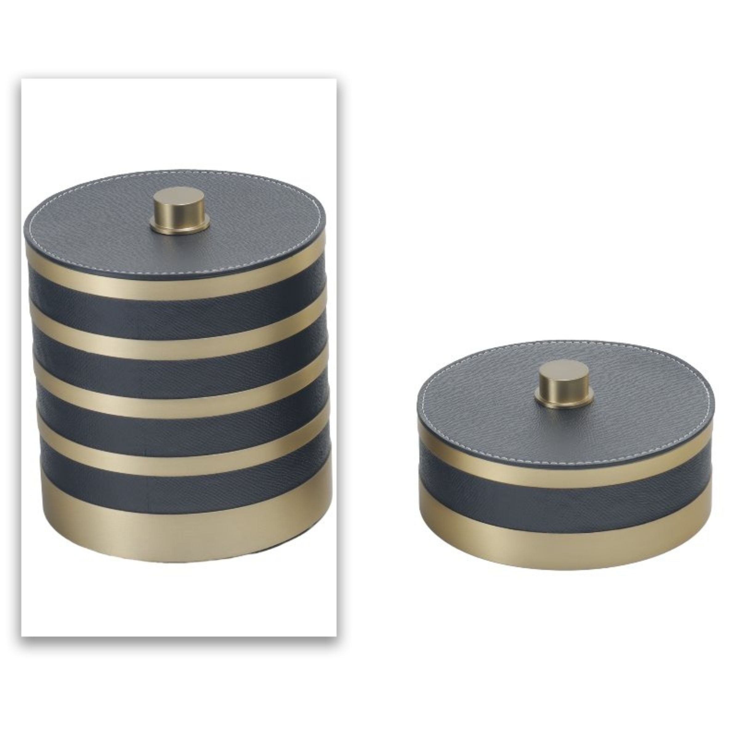 GREY & ANQITUE BRASS ROUND ROUND STORAGE BOX- L DH201268BL - Decorative Boxes - ebarza Furniture UAE | Shop Modern Furniture in Abu Dhabi & Dubai - مفروشات ايبازرا في الامارات | تسوق اثاث عصري وديكورات مميزة في دبي وابوظبي