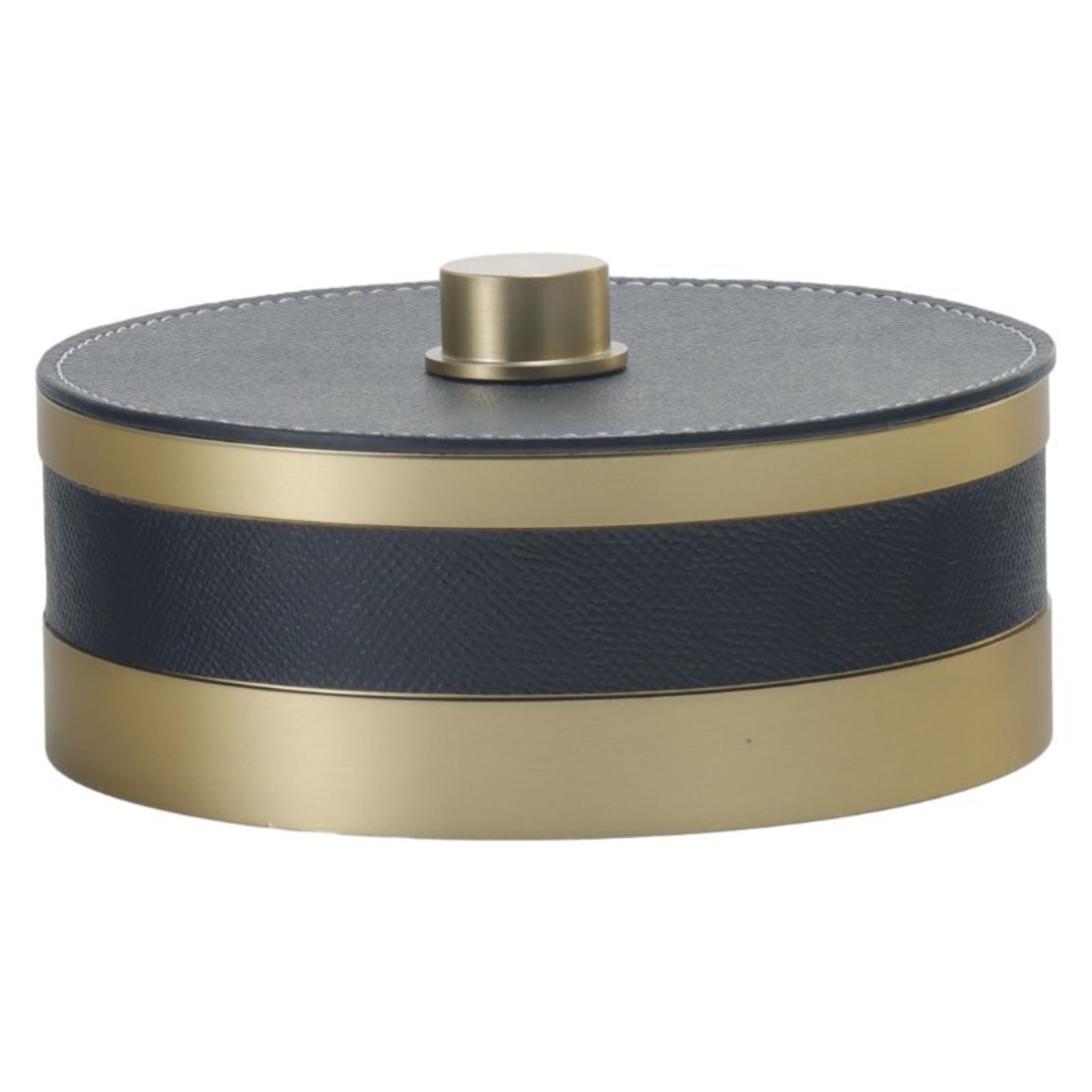 GREY & ANQITUE BRASS ROUND STORAGE BOX- S DH201268BS - Decorative Boxes - ebarza Furniture UAE | Shop Modern Furniture in Abu Dhabi & Dubai - مفروشات ايبازرا في الامارات | تسوق اثاث عصري وديكورات مميزة في دبي وابوظبي