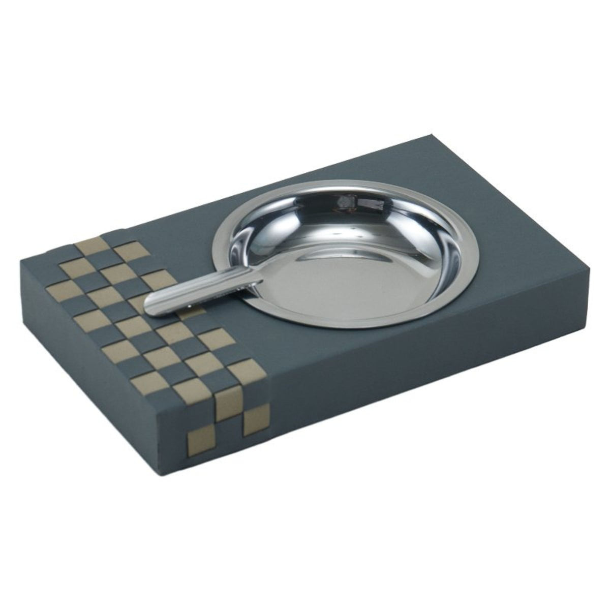 Grey, khaki, and metal hand-weaven cigar tray by BEACON, featuring a stylish design for cigar storage and display.