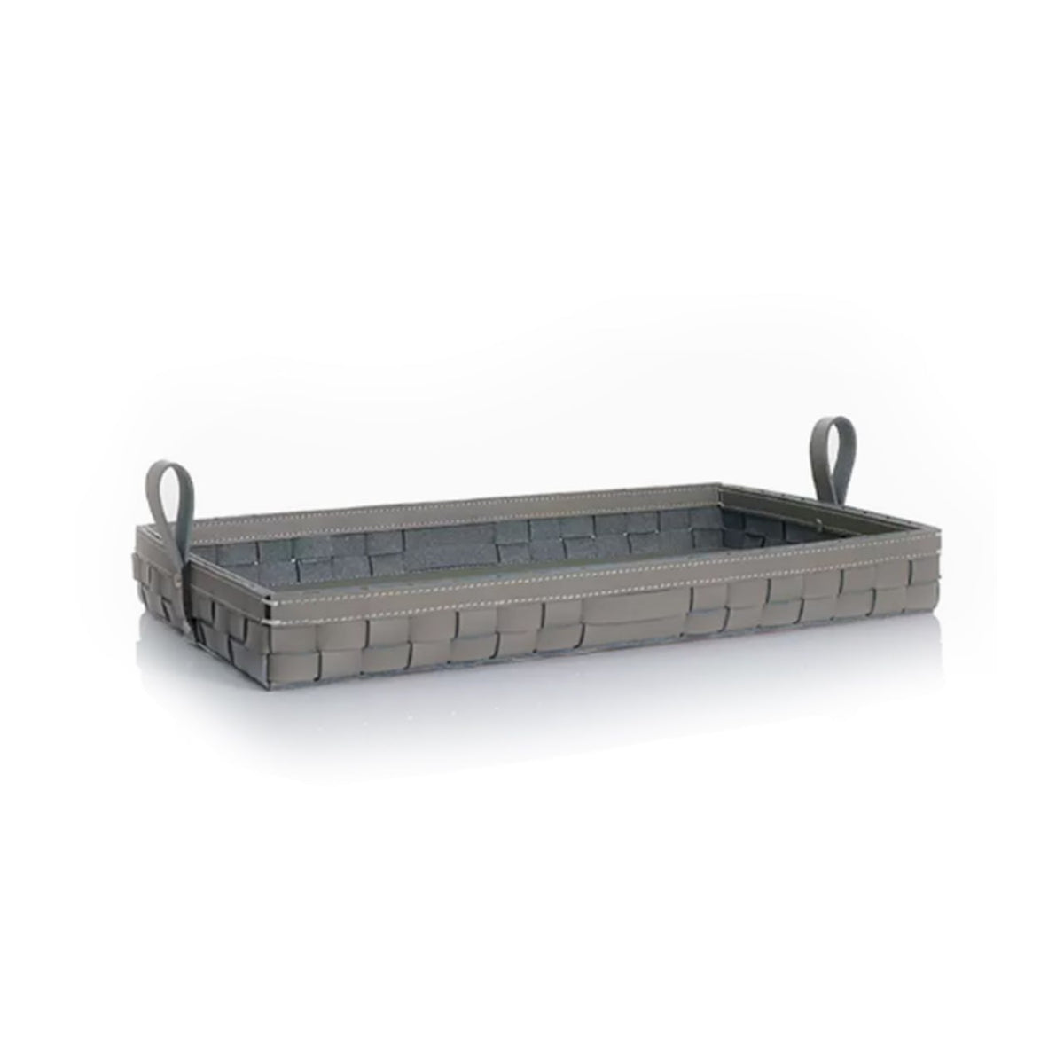 Grey rectangular knitting tray by Beacon, ideal for organizing knitting supplies and tools.