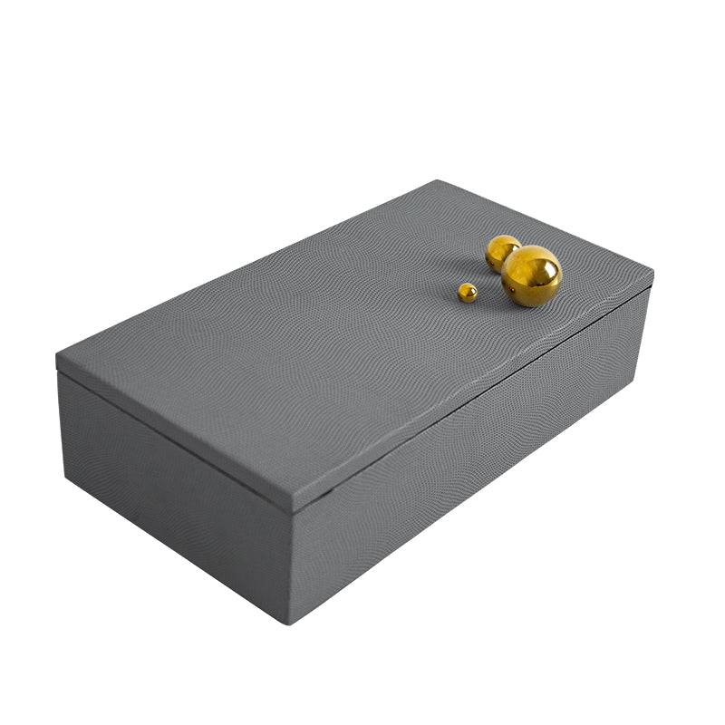 Grey Rectangle & Metal Ball Box Fb-Pg2009B - Decorative Boxes - ebarza Furniture UAE | Shop Modern Furniture in Abu Dhabi & Dubai - مفروشات ايبازرا في الامارات | تسوق اثاث عصري وديكورات مميزة في دبي وابوظبي