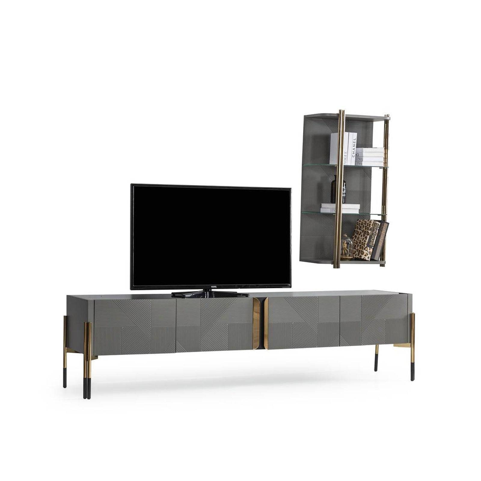 Grey Tv Unit Diva228 - TV Units - ebarza Furniture UAE | Shop Modern Furniture in Abu Dhabi & Dubai - مفروشات ايبازرا في الامارات | تسوق اثاث عصري وديكورات مميزة في دبي وابوظبي