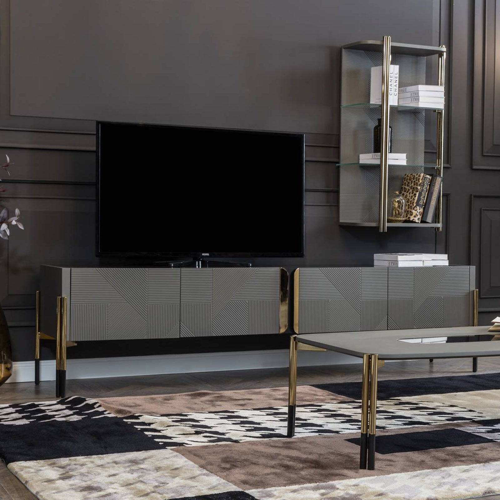 Grey Tv Unit Diva228 - TV Units - ebarza Furniture UAE | Shop Modern Furniture in Abu Dhabi & Dubai - مفروشات ايبازرا في الامارات | تسوق اثاث عصري وديكورات مميزة في دبي وابوظبي