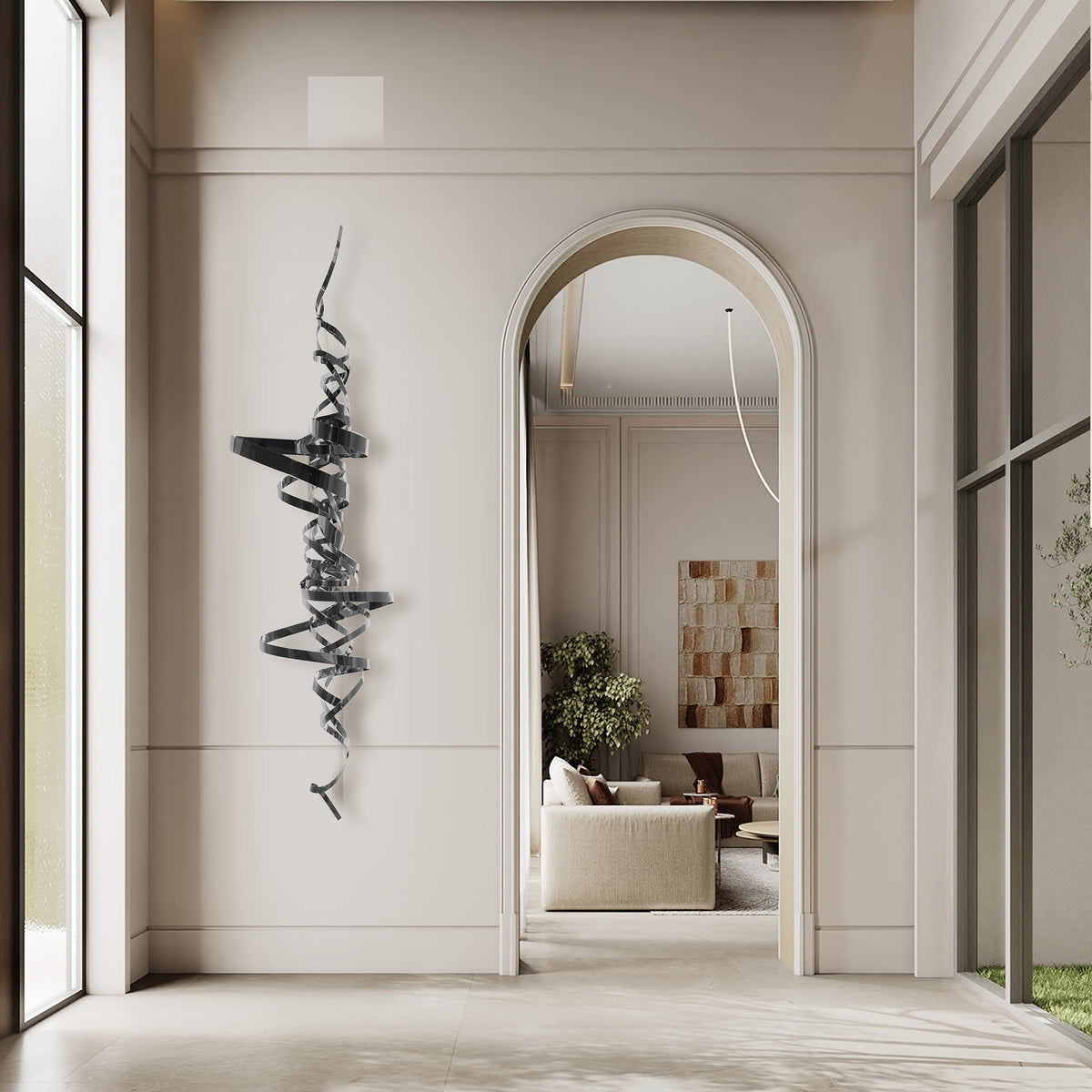 Hand-crafted stainless steel artwork by BEACON featuring intricate metal design and artistic craftsmanship.