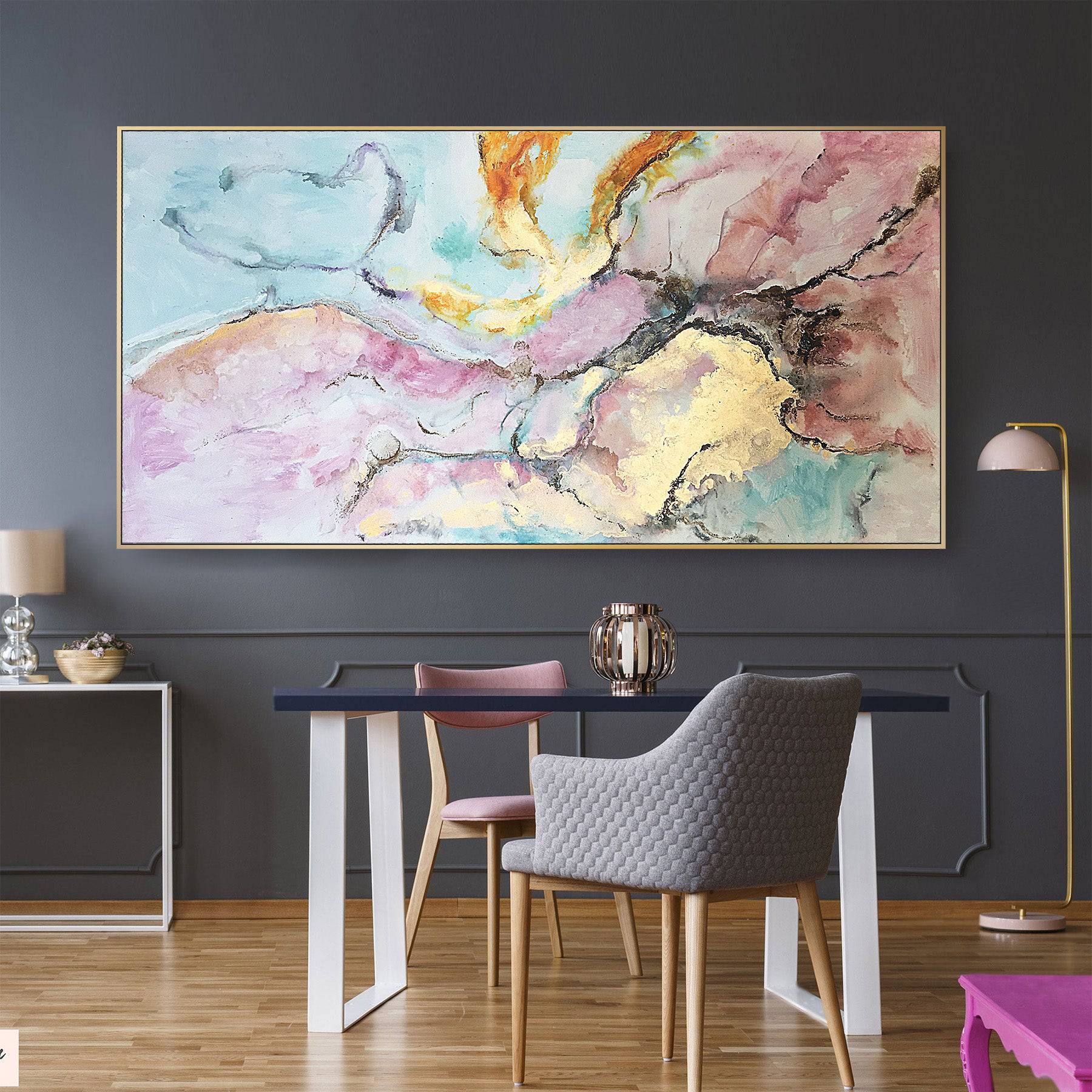 Hand Painted Art Painting With 160X80 Cm Frame Soaap0006 - Paintings - ebarza Furniture UAE | Shop Modern Furniture in Abu Dhabi & Dubai - مفروشات ايبازرا في الامارات | تسوق اثاث عصري وديكورات مميزة في دبي وابوظبي