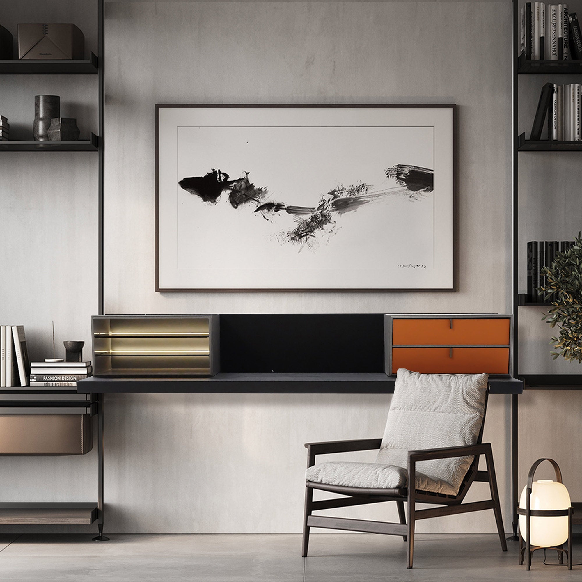 Handged floating TV unit by BEACON, modern storage TV console with sleek design, wall-mounted and spacious for media devices