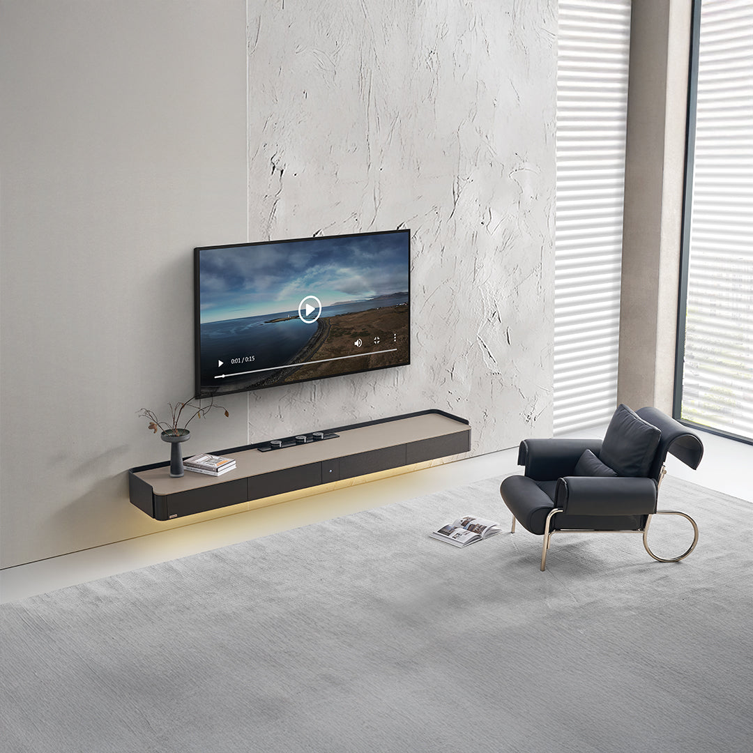 Hanged TV Stand with Bottom Lights & Power Track - TV-115 - Storage/TV Unites - ebarza Furniture UAE | Shop Modern Furniture in Abu Dhabi & Dubai - مفروشات ايبازرا في الامارات | تسوق اثاث عصري وديكورات مميزة في دبي وابوظبي