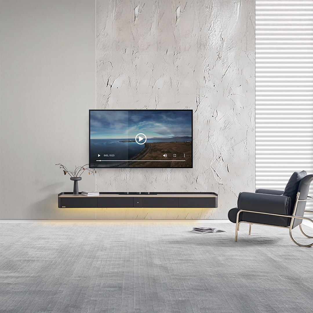 Hanged TV Stand with Bottom Lights & Power Track - TV-115 - Storage/TV Unites - ebarza Furniture UAE | Shop Modern Furniture in Abu Dhabi & Dubai - مفروشات ايبازرا في الامارات | تسوق اثاث عصري وديكورات مميزة في دبي وابوظبي