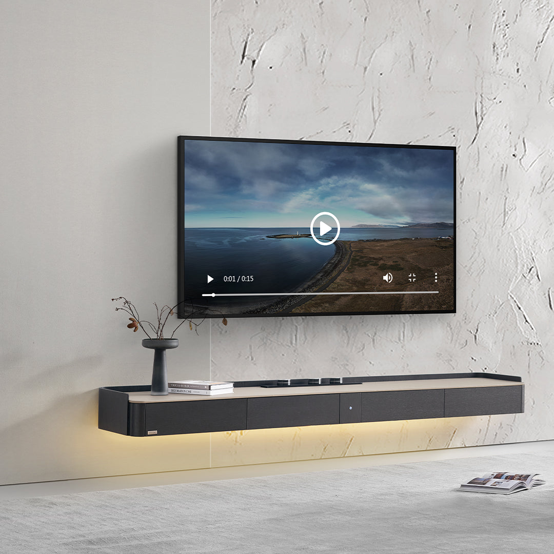 Hanged TV Stand with Bottom Lights & Power Track - TV-115 - Storage/TV Unites - ebarza Furniture UAE | Shop Modern Furniture in Abu Dhabi & Dubai - مفروشات ايبازرا في الامارات | تسوق اثاث عصري وديكورات مميزة في دبي وابوظبي