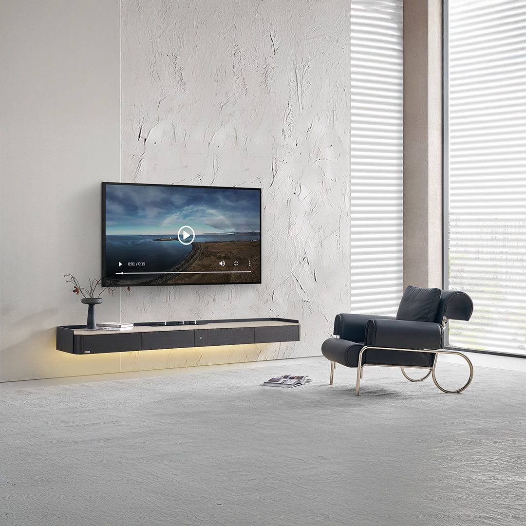 Hanged TV Stand with Bottom Lights & Power Track - TV-115 - Storage/TV Unites - ebarza Furniture UAE | Shop Modern Furniture in Abu Dhabi & Dubai - مفروشات ايبازرا في الامارات | تسوق اثاث عصري وديكورات مميزة في دبي وابوظبي