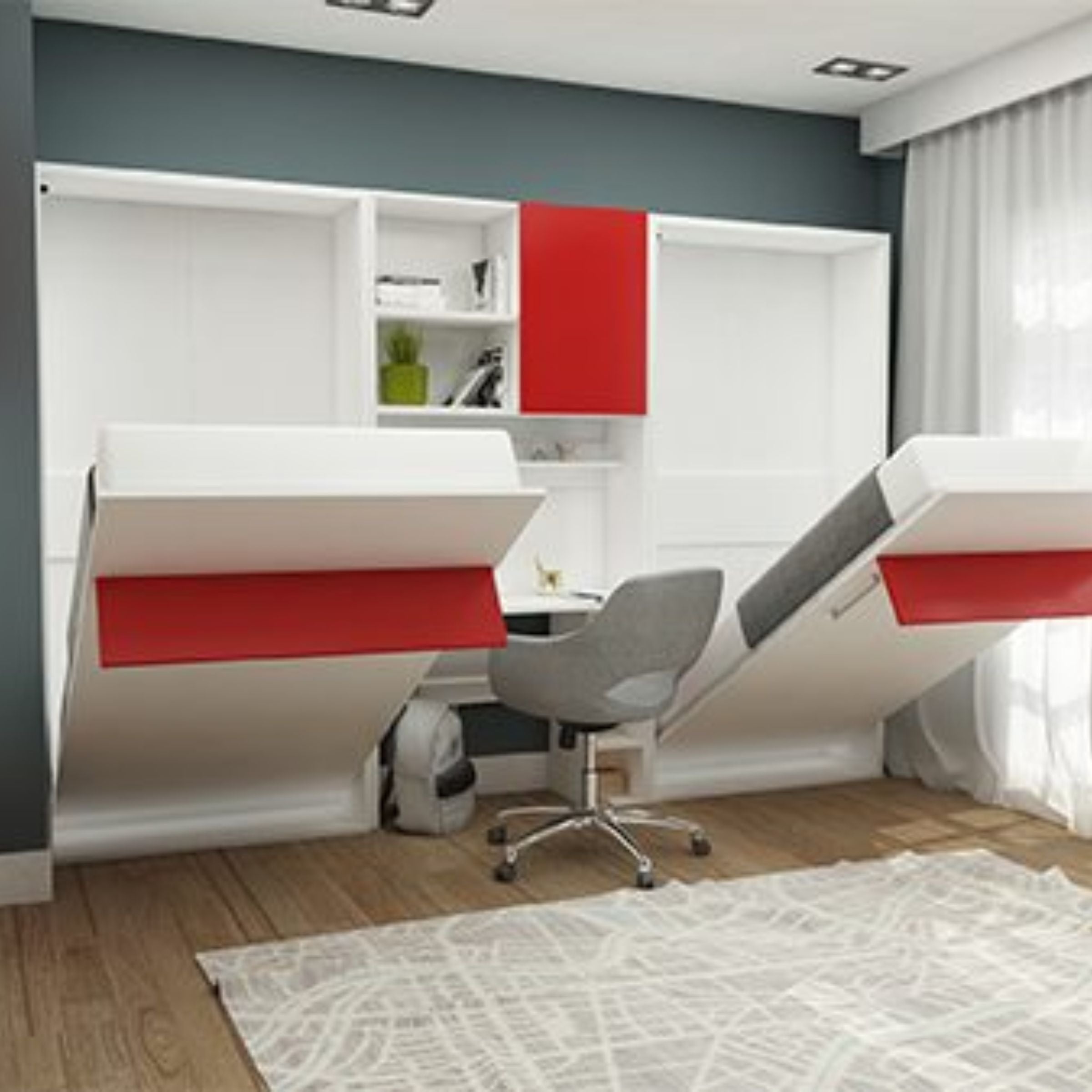 Happy Convertable Wall Bed With Quality Mattress 1101 - Bedsteads - ebarza Furniture UAE | Shop Modern Furniture in Abu Dhabi & Dubai - مفروشات ايبازرا في الامارات | تسوق اثاث عصري وديكورات مميزة في دبي وابوظبي