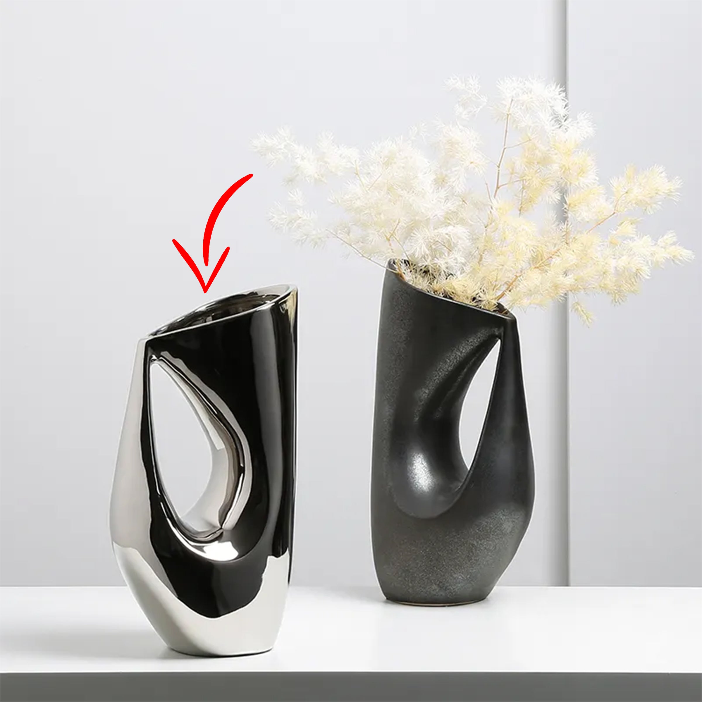 Harm Sliver Vase FA-D22131B - Vases - ebarza Furniture UAE | Shop Modern Furniture in Abu Dhabi & Dubai - مفروشات ايبازرا في الامارات | تسوق اثاث عصري وديكورات مميزة في دبي وابوظبي